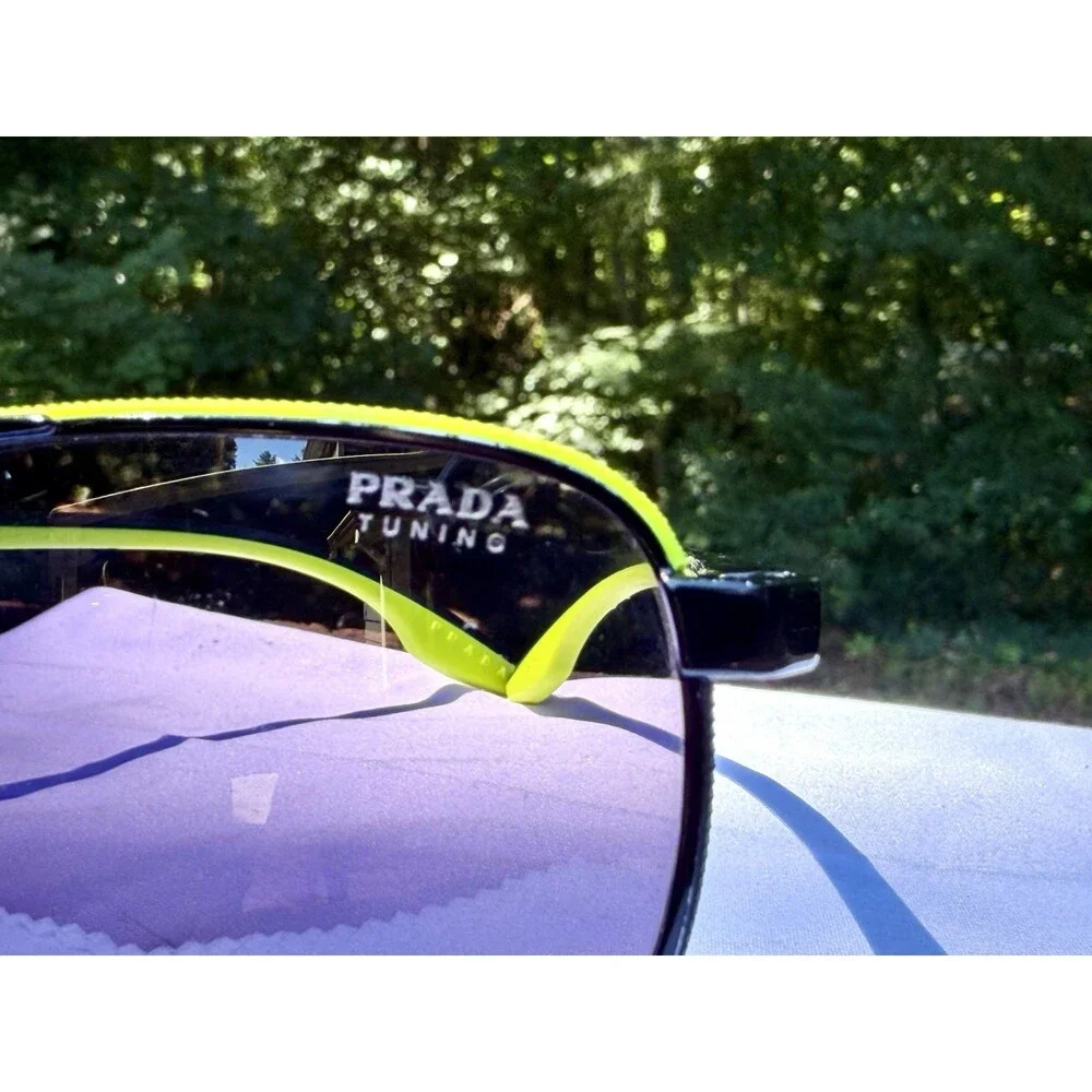 Prada Linea Rossa PS 50YS Sunglasses Matte Black Neon Yellow Aviator 62mm W/ COA